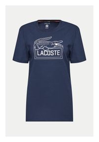 Lacoste T-Shirt TH9068 Granatowy Regular Fit. Kolor: niebieski. Materiał: bawełna