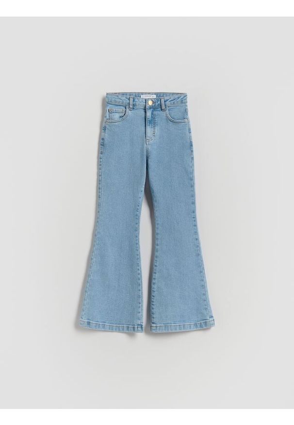 Reserved - Jeansy flare high waist - niebieski. Stan: podwyższony. Kolor: niebieski