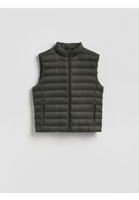 Reserved - Lekka pikowana kamizelka puchowa - zielony. Kolor: zielony. Materiał: puch