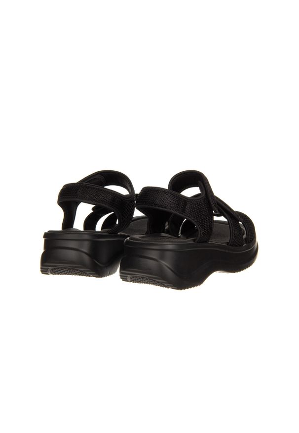 Sandały Azaleia Tania Soft Therapy Pap Black 198022, Czarny, Materiał. Okazja: na co dzień, na spacer. Zapięcie: rzepy. Kolor: czarny. Materiał: tkanina. Wzór: paski. Styl: sportowy, casual