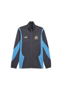 Puma - Męska rozpinana kurtka Olympique de Marseille ftblNRGY+ PUMA. Kolor: szary, wielokolorowy, beżowy. Wzór: aplikacja. Sport: piłka nożna