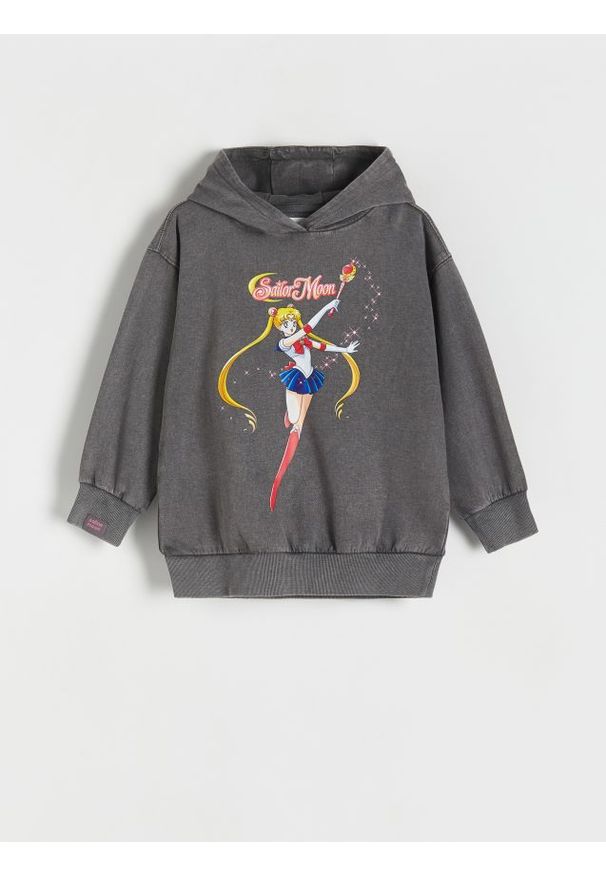 Reserved - Bluza dresowa Sailor Moon - ciemnoszary. Kolor: szary. Materiał: dresówka