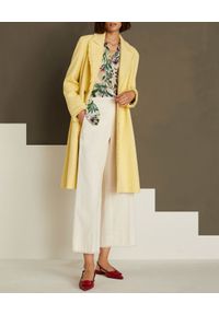 Marella - MARELLA - Żółty płaszcz Nicchia. Okazja: na co dzień. Kolor: żółty. Materiał: tkanina, materiał. Długość rękawa: długi rękaw. Długość: długie. Wzór: ze splotem. Sezon: wiosna. Styl: klasyczny, casual, elegancki #2