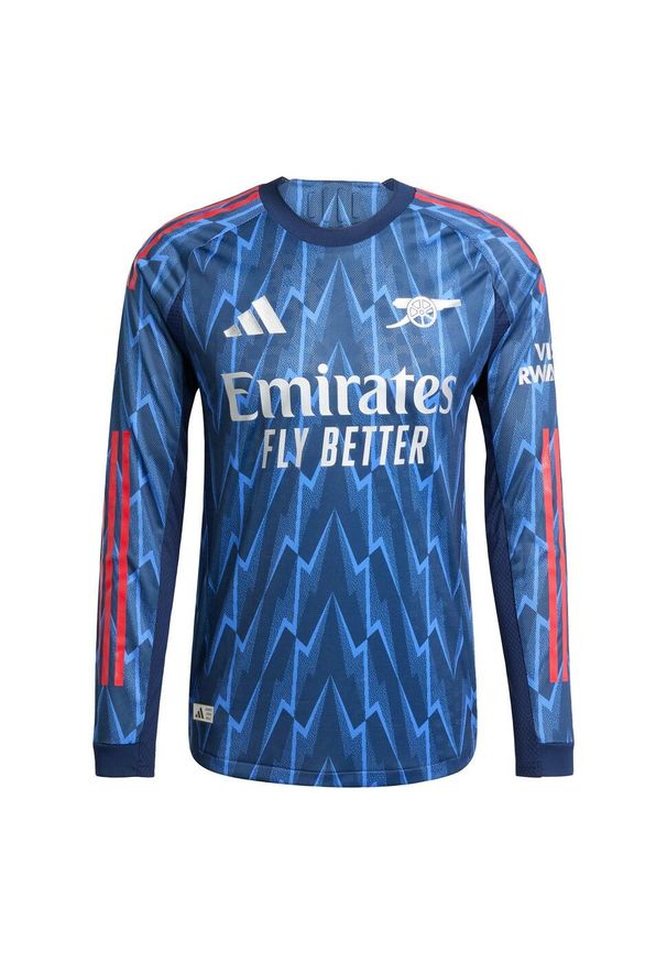Adidas - Wyjazdowa koszulka z długim rękawem Arsenalu 25/26, wersja autentyczna. Kolor: szary, niebieski, wielokolorowy. Długość rękawa: długi rękaw. Długość: długie. Sport: piłka nożna