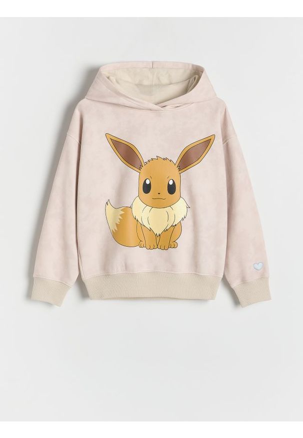 Reserved - Bluza Pokémon - beżowy. Kolor: beżowy. Materiał: dzianina, bawełna