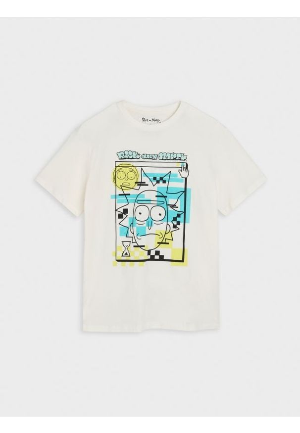 Sinsay - Koszulka Rick and Morty - kremowy. Kolor: kremowy