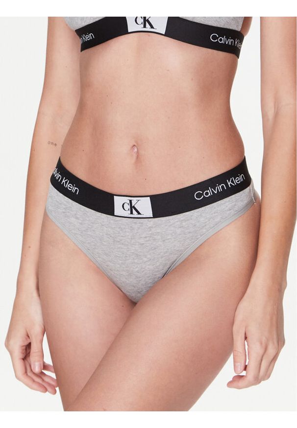 Calvin Klein Underwear Stringi 000QF7221E Szary. Kolor: szary. Materiał: bawełna