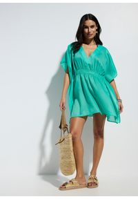 bonprix - Prześwitująca tunika plażowa z dekoltem w serek. Okazja: na plażę. Typ kołnierza: dekolt w serek. Kolor: czarny. Materiał: tkanina. Styl: elegancki #2