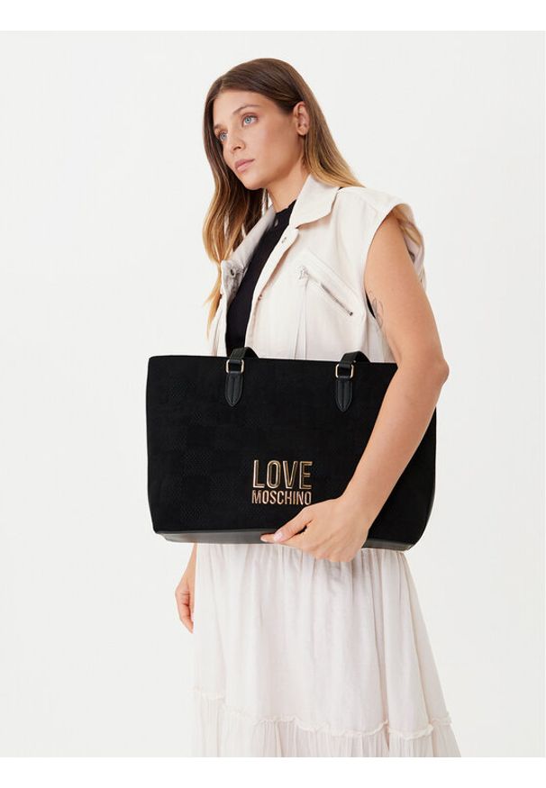 Love Moschino - LOVE MOSCHINO Torebka JC4123PP0NKB100A Czarny. Kolor: czarny. Materiał: skórzane