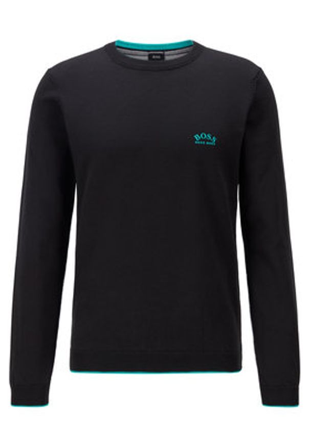 BOSS - Boss Sweter Riston 50440679 Czarny Regular Fit. Kolor: czarny. Materiał: bawełna