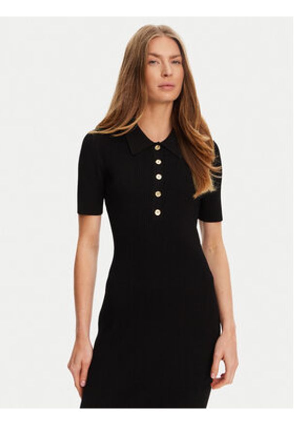 MICHAEL Michael Kors Sukienka dzianinowa MT5832333D Czarny Slim Fit. Kolor: czarny. Materiał: wiskoza