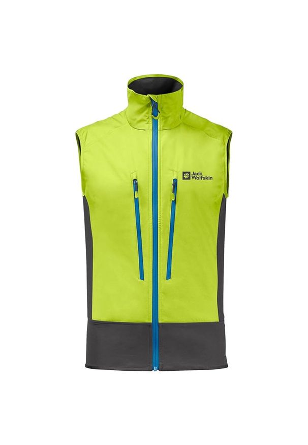 Kamizelka turystyczna męska Jack Wolfskin Alpspitze softshell. Kolor: zielony. Materiał: poliester, poliamid