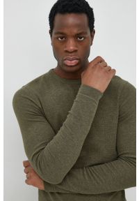 BOSS Orange - BOSS longsleeve bawełniany BOSS ORANGE męski kolor zielony. Kolor: zielony. Materiał: bawełna. Długość rękawa: długi rękaw. Wzór: gładki #1