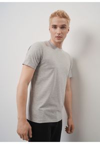 Ochnik - Szary T-shirt męski z logo. Kolor: szary. Materiał: bawełna