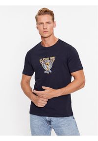 Guess T-Shirt M3BI30 J1314 Granatowy Slim Fit. Kolor: niebieski. Materiał: bawełna