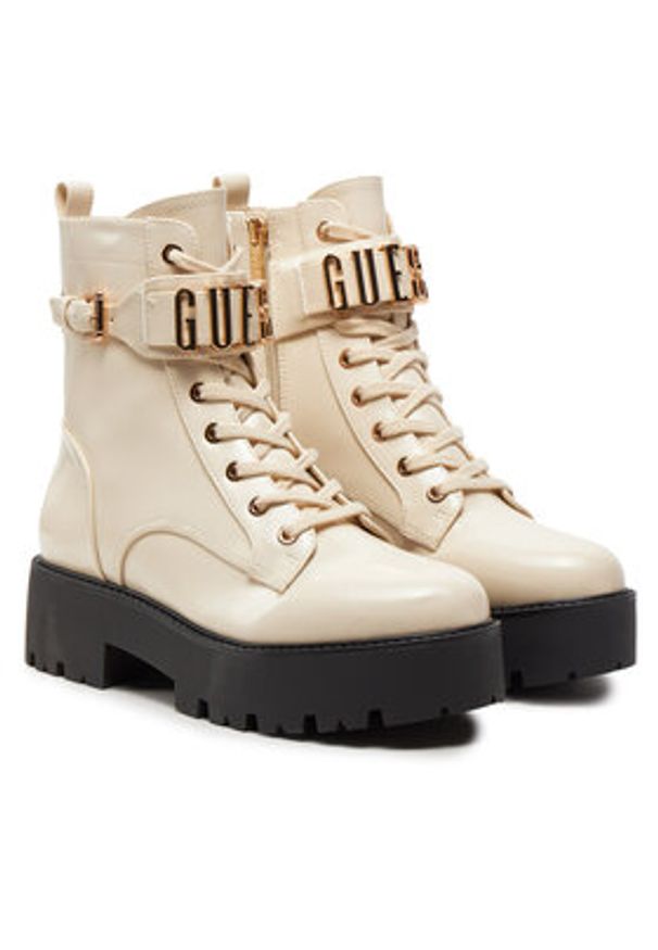 Guess Botki Vaires FLTSOM PAT10 Beżowy. Kolor: beżowy. Materiał: skóra