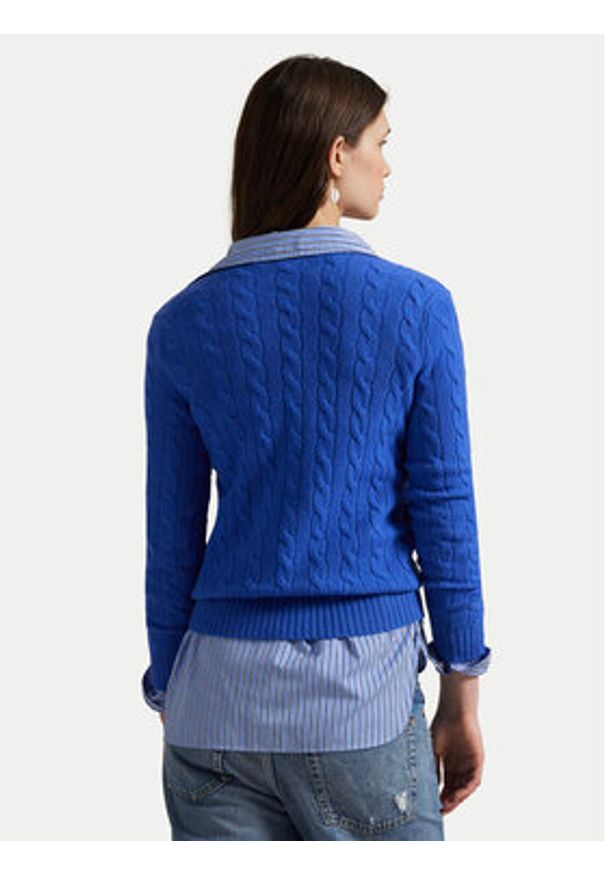 Polo Ralph Lauren Sweter 211971866006 Niebieski Slim Fit. Typ kołnierza: polo. Kolor: niebieski. Materiał: wełna