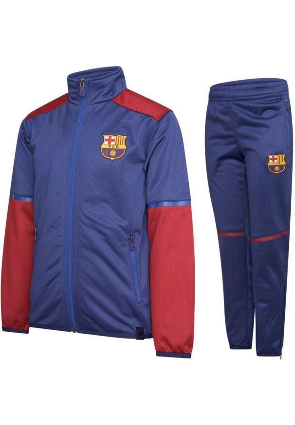 Dres piłkarski FC Barcelona dla chłopca granatowy. Kolor: niebieski. Materiał: dresówka