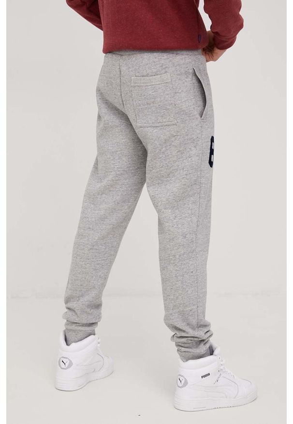 Superdry spodnie dresowe męskie kolor szary z aplikacją. Kolor: szary. Materiał: dresówka. Wzór: aplikacja