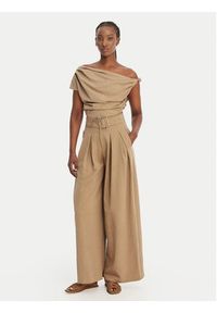 Eleh Spodnie palazzo SS260099 Beżowy Wide Leg. Kolor: beżowy. Materiał: lyocell #5