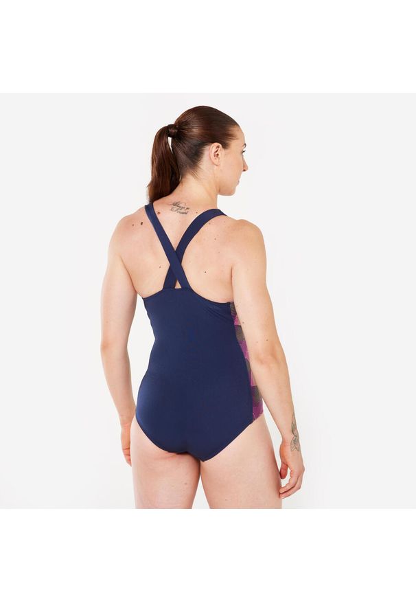 Decathlon - Strój jednoczęściowy pływacki damski Nabaiji Kelly Lines. Kolor: niebieski
