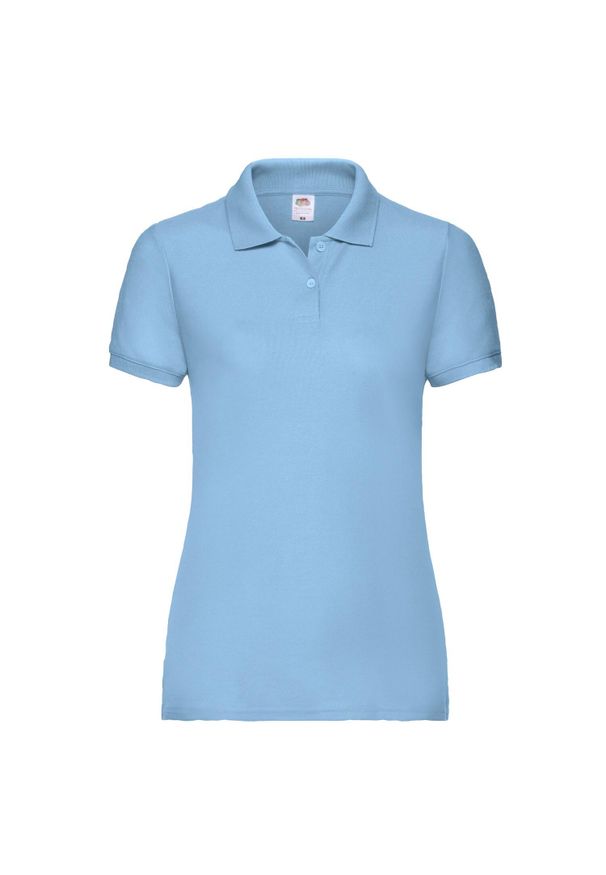 FRUIT OF THE LOOM - Koszulka Polo Damska. Typ kołnierza: polo. Kolor: niebieski