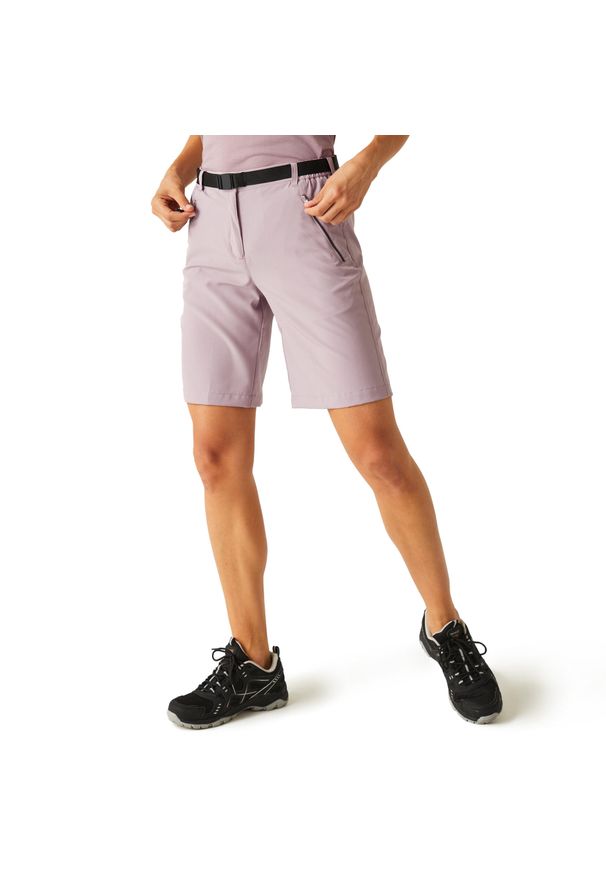 Regatta - Spodenki damskie Xert. Kolor: fioletowy. Materiał: poliester, elastan. Sport: fitness, turystyka piesza