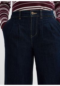 bonprix - Dżinsy o kroju wide leg, high waist z wygodnym paskiem. Stan: podwyższony. Kolor: niebieski. Styl: elegancki #3