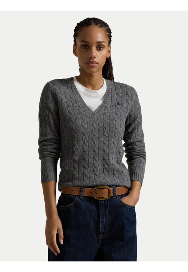 Polo Ralph Lauren Sweter 211910422013 Szary Regular Fit. Typ kołnierza: polo. Kolor: szary. Materiał: wełna