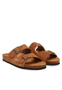 Pepe Jeans Klapki PMS90112 Beżowy. Kolor: beżowy. Materiał: zamsz, skóra #5