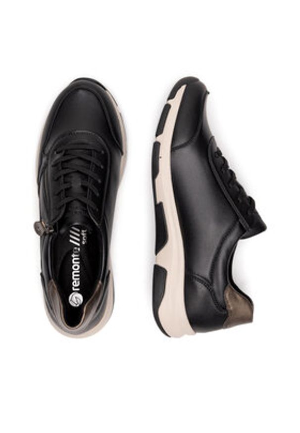 Remonte Sneakersy D1S01-03 Czarny. Kolor: czarny. Materiał: skóra
