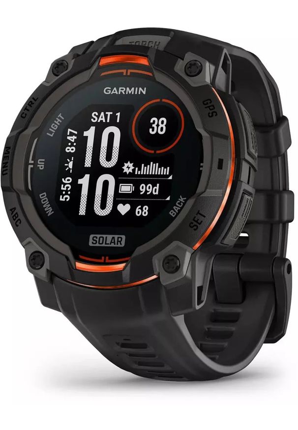 GARMIN - Zegarek sportowy Garmin Instinct 3 Solar - 45mm Czarny (010-02934-00). Kolor: czarny. Styl: sportowy