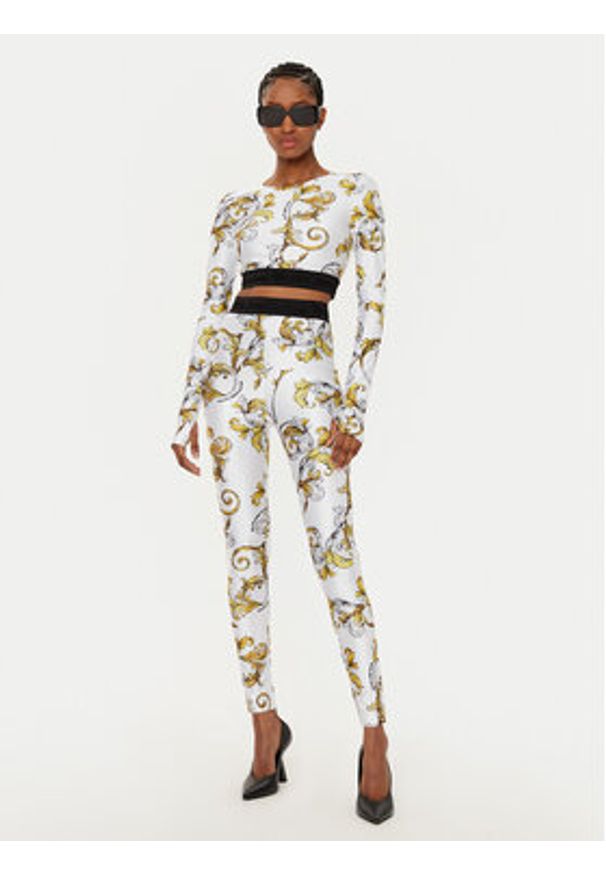 Versace Jeans Couture Bluzka 78HAH218 Biały Slim Fit. Kolor: biały. Materiał: syntetyk