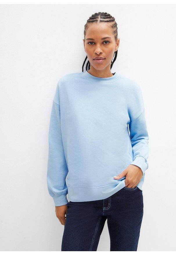 bonprix - Bluza oversize z czystej bawełny. Kolor: niebieski. Materiał: bawełna