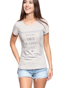 Mustang - MUSTANG T SHIRT DAMSKI Alexia C Print Dove 1008973 4025. Wzór: nadruk #4