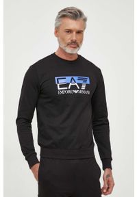 EA7 Emporio Armani bluza bawełniana męska kolor czarny z nadrukiem. Kolor: czarny. Materiał: bawełna. Wzór: nadruk. Styl: klasyczny #1