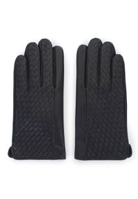 Wittchen - Męskie rękawiczki z plecionej skóry. Kolor: czarny. Materiał: skóra. Wzór: aplikacja, kratka. Sezon: jesień, zima. Styl: elegancki #3