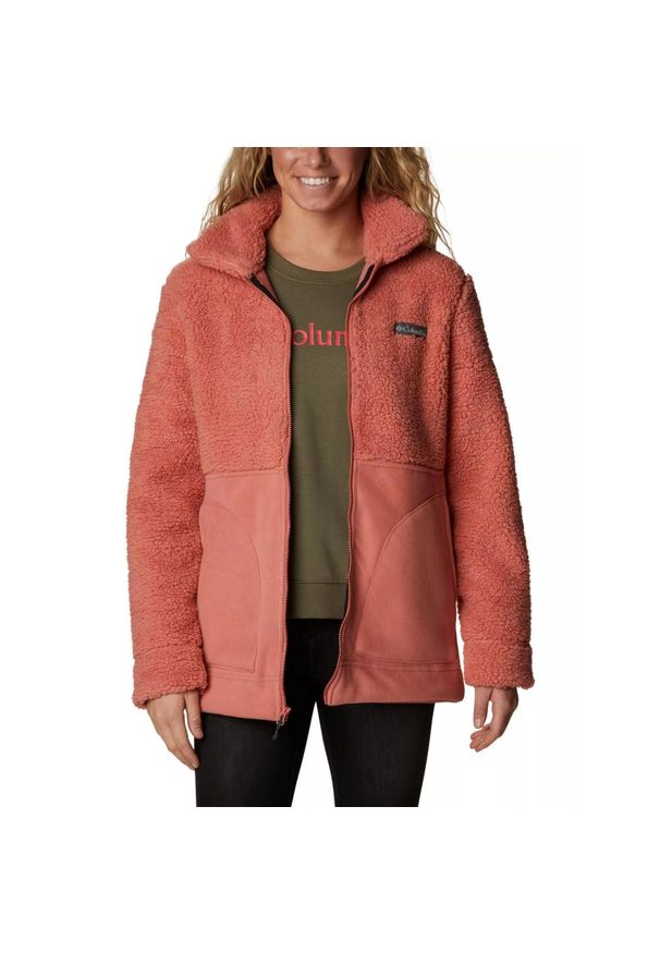 columbia - Polarowy sweter damski Columbia Winter Pass Sherpa Long Full Zip. Kolor: różowy. Materiał: polar. Sport: turystyka piesza