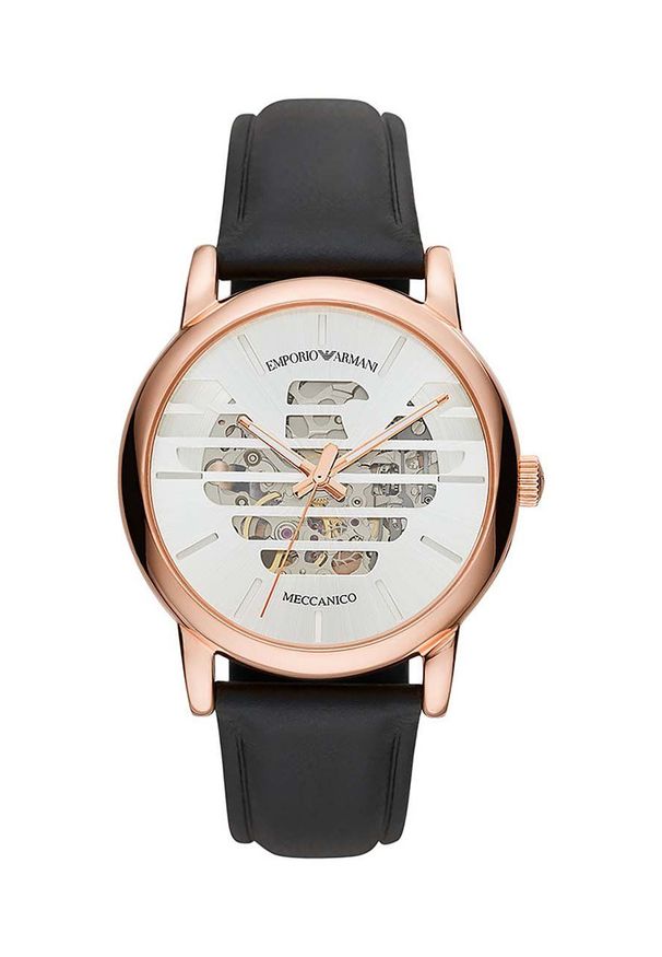 Emporio Armani zegarek męski kolor złoty. Kolor: złoty. Materiał: skóra, materiał