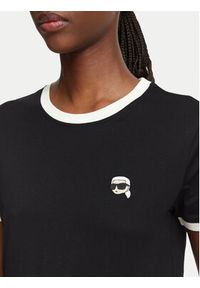 Karl Lagerfeld - KARL LAGERFELD T-Shirt Ikon Patch A3W17078 Czarny Slim Fit. Typ kołnierza: dekolt w karo. Kolor: czarny. Materiał: bawełna #4