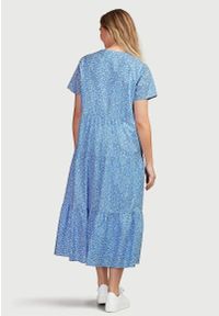 Cellbes - Sukienka z falbankami z bawełny ekologicznej. Typ kołnierza: kołnierz z falbankami. Kolor: niebieski. Materiał: bawełna. Długość rękawa: krótki rękaw #4