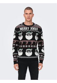 Only & Sons Sweter Xmas Santa 22023994 Czarny Regular Fit. Kolor: czarny. Materiał: syntetyk