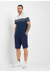 bonprix - Shirt polo z dżerseju z czystej bawełny. Typ kołnierza: polo. Kolor: biały. Materiał: jersey, bawełna. Wzór: paski #3