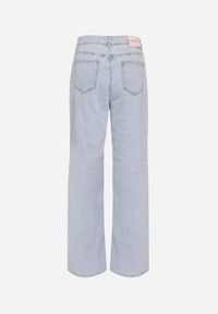 Born2be - Jasnoniebieskie Szerokie Jeansy z Bawełną Wysokim Stanem i Przetarciami Zalirenna. Okazja: na co dzień. Stan: podwyższony. Kolor: niebieski. Styl: casual #6