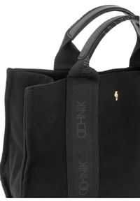 Ochnik - Czarna torebka damska typu tote bag. Kolor: czarny. Wzór: paski. Materiał: skórzane