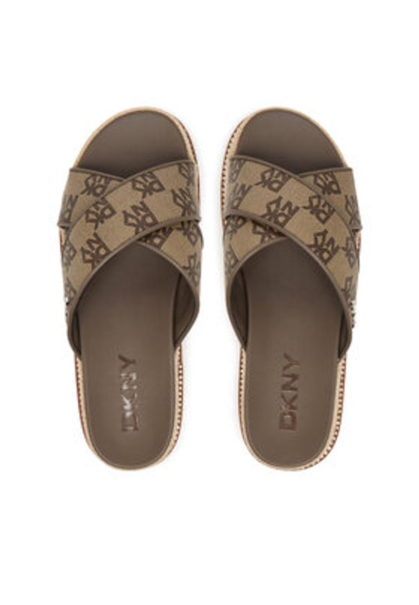 DKNY Klapki K1666574 Brązowy. Kolor: brązowy. Materiał: skóra