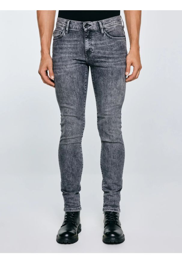 Big-Star - Jeansy męskie skinny szare Deric 993. Okazja: na co dzień. Kolor: szary. Styl: casual
