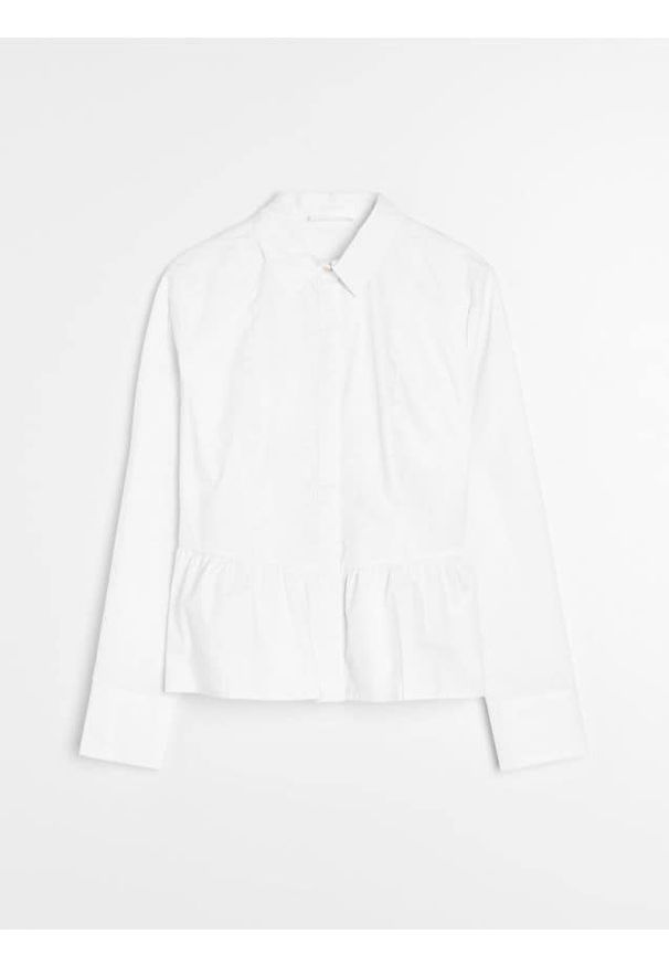 Sinsay - Koszula z krytą plisą i falbaną - biały. Kolor: biały