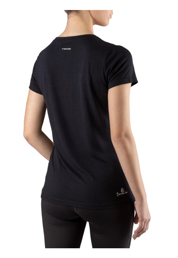 Koszulka turystyczna damska Viking Lenta Bamboo. Kolor: czarny. Sport: turystyka piesza