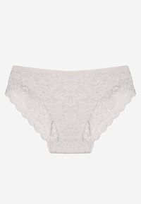 Born2be - Jasnoszare Majtki Figi Zdobione Koronką Venissella. Kolor: szary. Materiał: koronka. Wzór: koronka, aplikacja #2